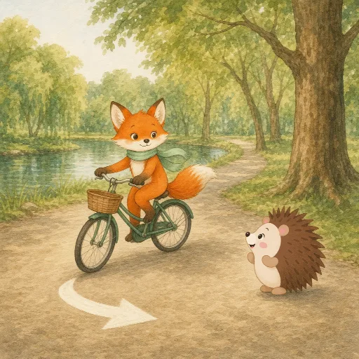 Frida turns left on her bike.