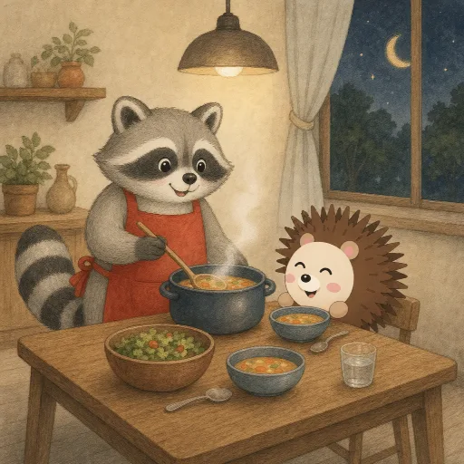 In the evening, Bruno cooks for everyone.