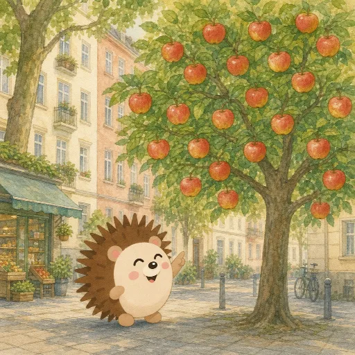 Eighteen apples are hanging on the tree.