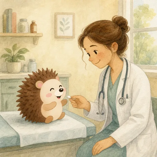 The doctor gives Otti a tablet.
