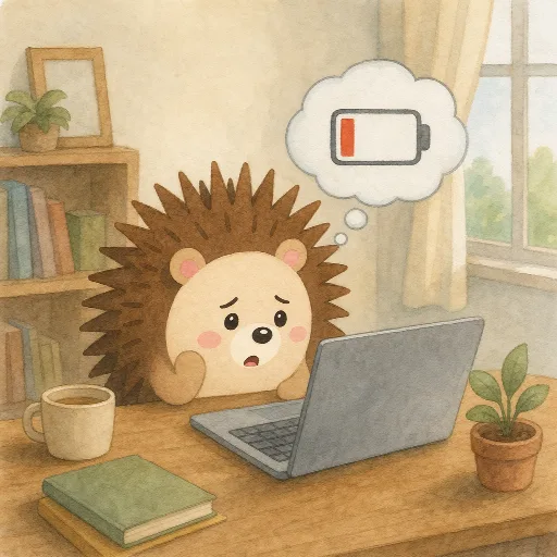 The laptop battery is almost flat.