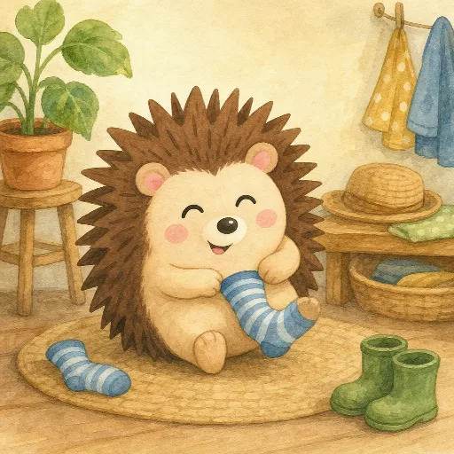 Otti puts on his socks.