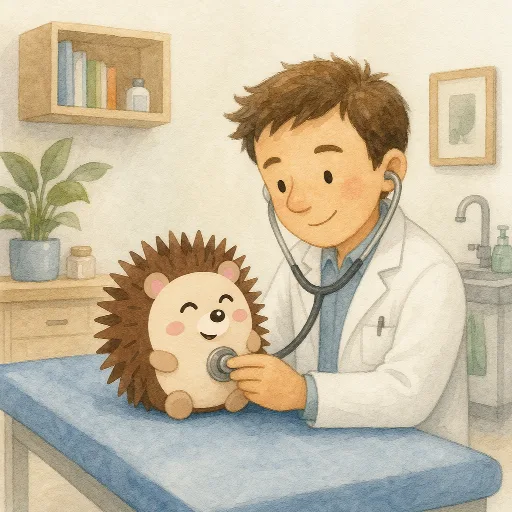 The doctor examines Otti.