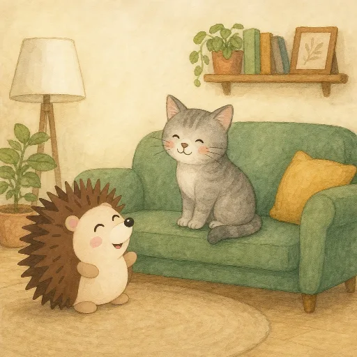 The cat is sitting on the sofa.