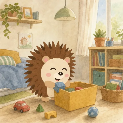 Otti tidies up his room.