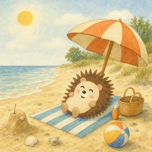 In August, Otti lies on the beach.