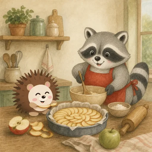 Bruno is baking an apple cake from his grandma's recipe.