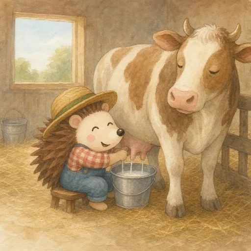 The farmer milks the cows every morning.