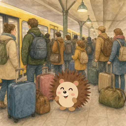The platform is full of people and suitcases.
