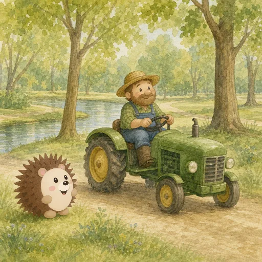 The farmer drives his tractor across the field.