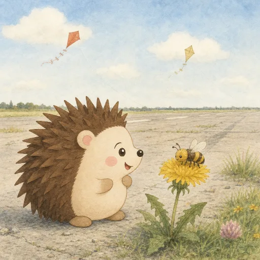 Otti watches a bee on a flower.