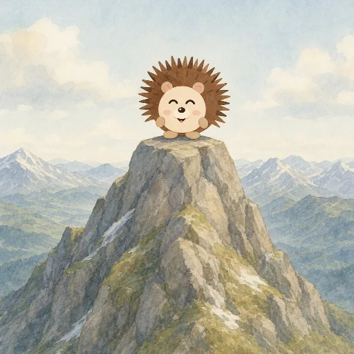 Otti is standing on a high mountain.