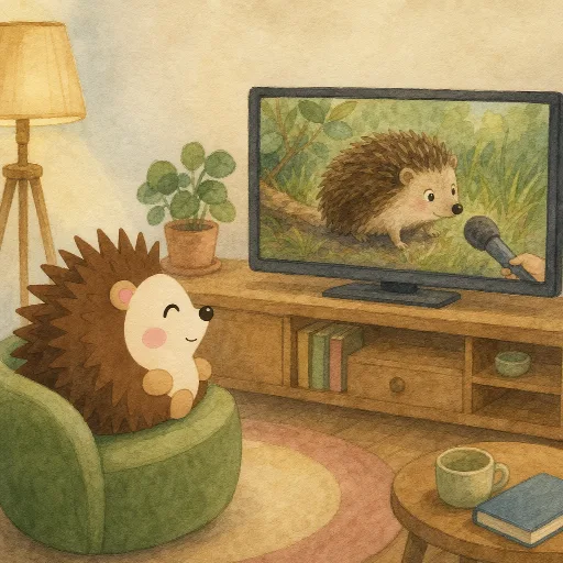 Otti is watching a TV report about hedgehogs.