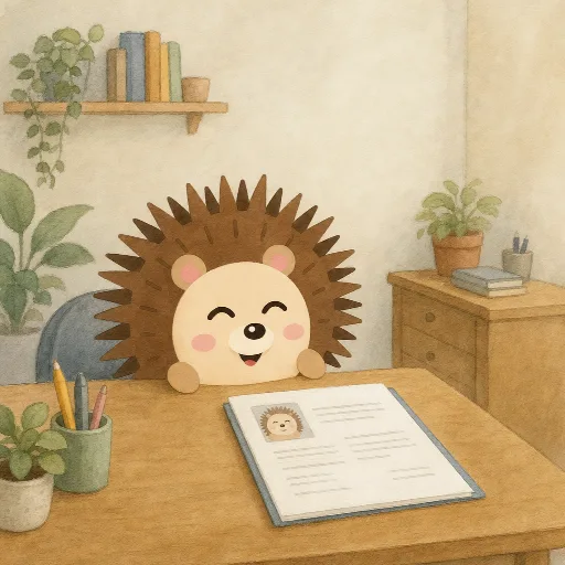 The finished application is lying on the desk.