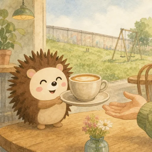 Here you are! Your coffee with milk.