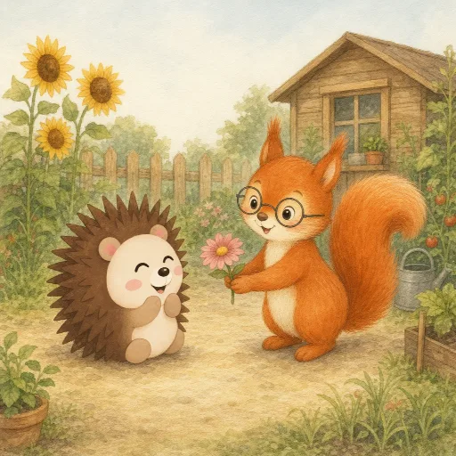 Lotte is grateful and gives Otti a flower.