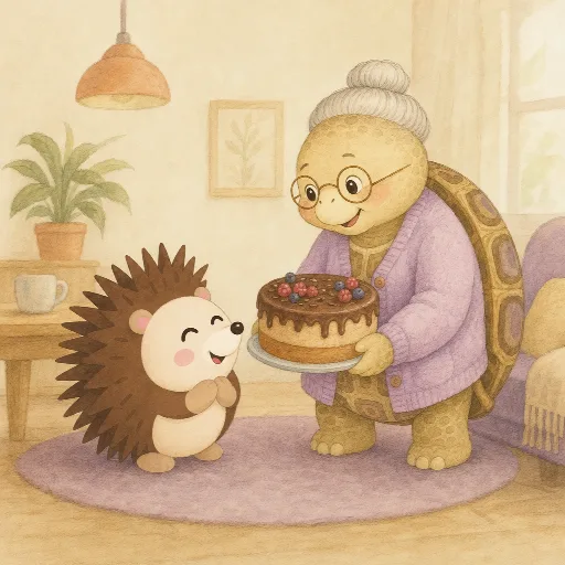 Otti thanks Frau Hilde for the cake.