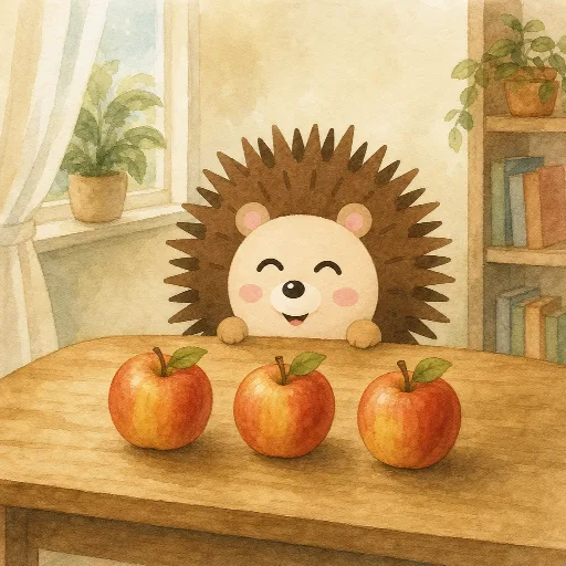 Three apples are lying on the table.