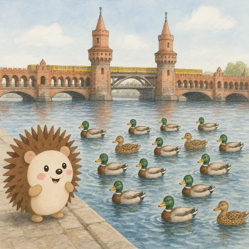 Thirteen ducks are swimming on the lake.