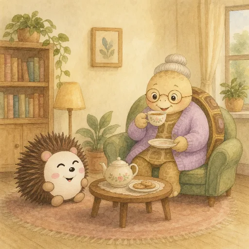 Frau Hilde prefers to drink her tea indoors.
