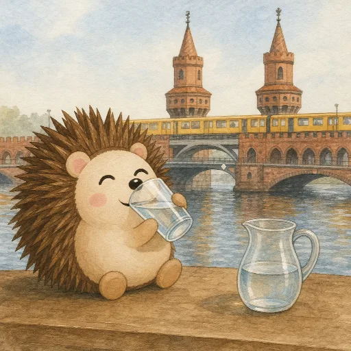 Otti is thirsty and drinks some water.