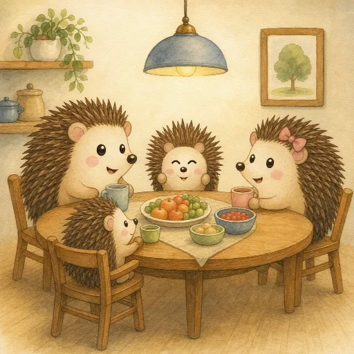 Otti's family is sitting together at the table.