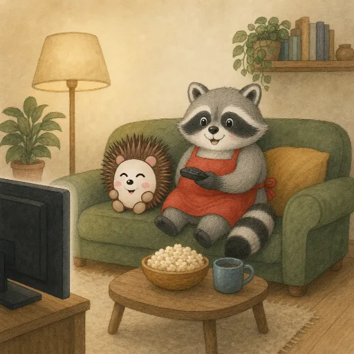 Bruno watches TV on the sofa.