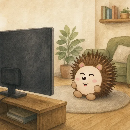 Otti is sitting in front of the TV.
