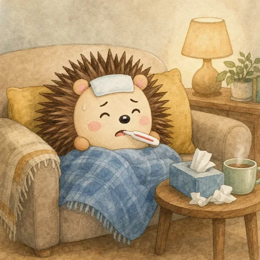 Otti takes his temperature.
