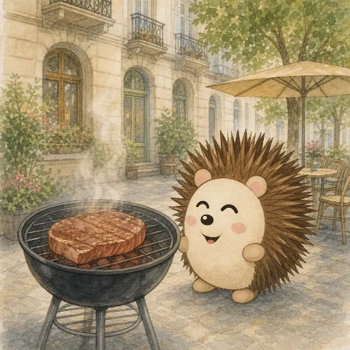 The meat is on the grill.