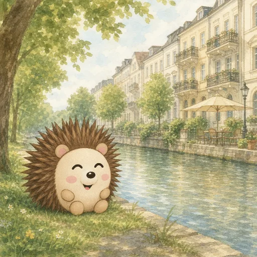 Otti is sitting by the river.