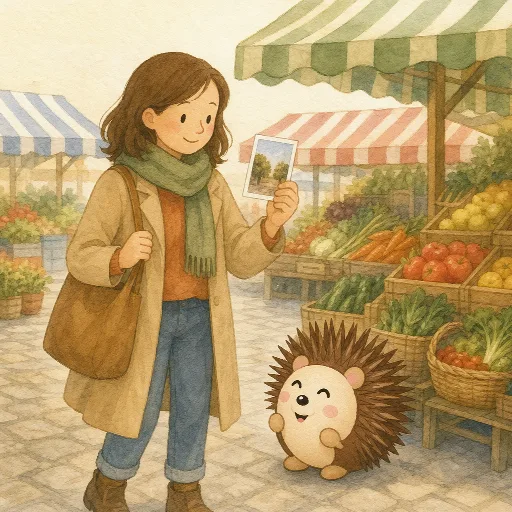 The woman is holding a photo in her hand.