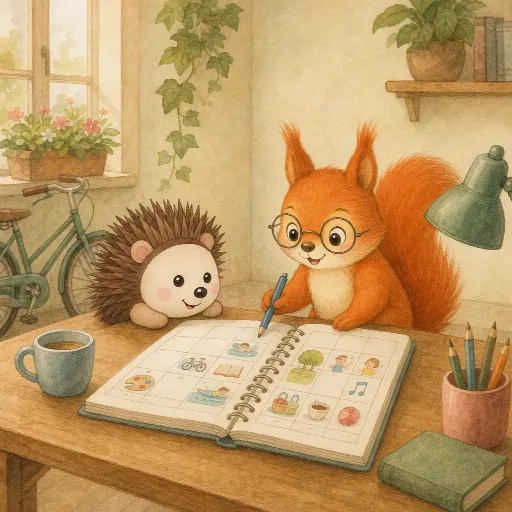 Lotte plans her free time in her calendar.