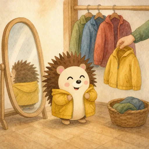 Otti is trying on his fifth jacket.