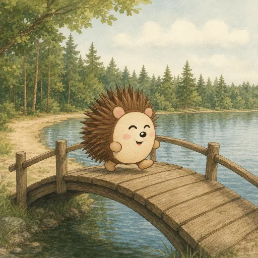 Otti walks across the bridge.