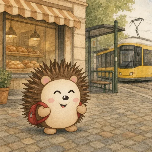 Otti has a small red backpack.