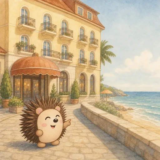 The hotel is right by the sea.