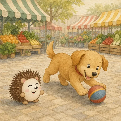 The dog is playing with the ball.
