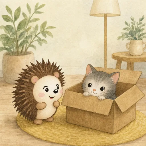 The cat is in the box.