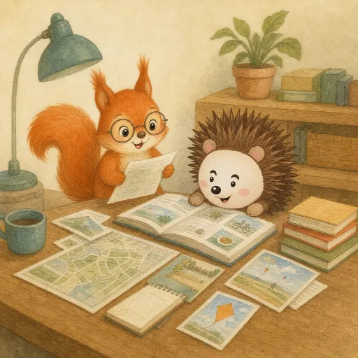 Lotte collects all the information for the trip.