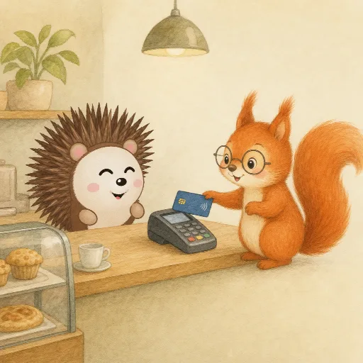 Lotte pays by card.