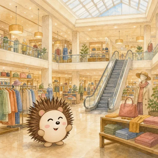 The department store is big and bright.