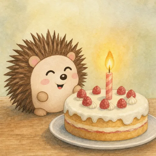 The candle on the cake is burning.