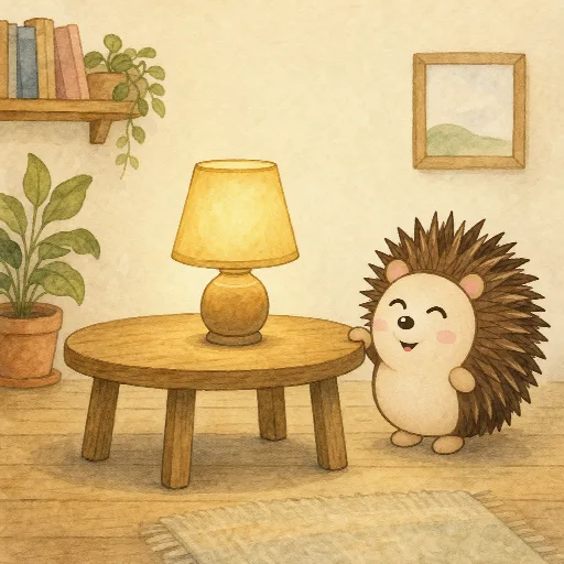 The lamp is on the table.