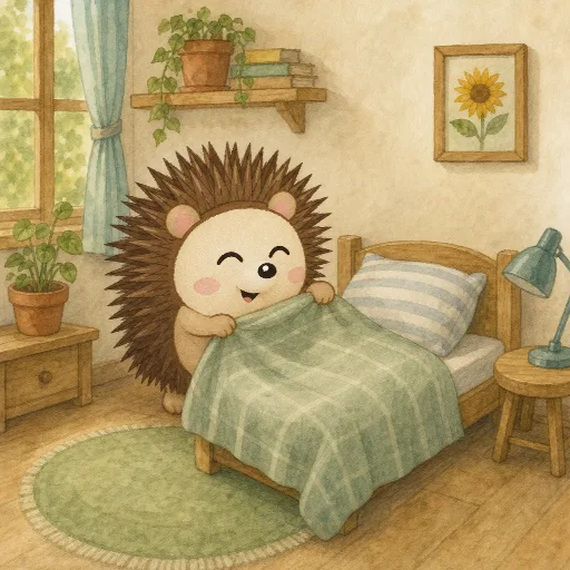 Otti makes his bed.