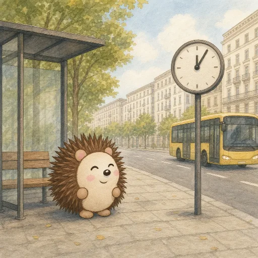 Otti waits five minutes for the bus.