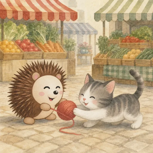 Otti is playing with the cat.