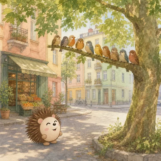Nine birds are sitting in the tree.