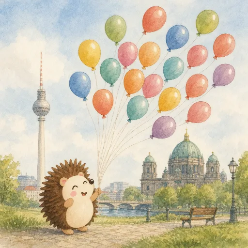 Seventeen balloons are flying up into the sky.