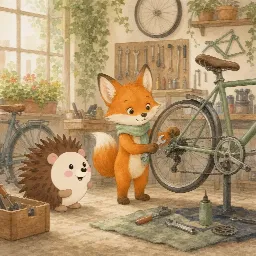 Otti's picture for "Frida repairs her bike"